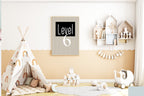 Personalised Pinstripe Level Number Age Wall Art Print | Beige & Black