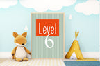 Personalised Pinstripe Level Number Age Wall Art Print | Green & Orange