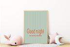 Pinstripe Goodnight Wall Art Print | Green & Orange