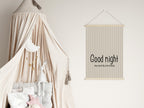 Pinstripe Goodnight Wall Art Print | Beige & Black