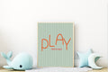 Pinstripe Play Wall Art Print | Green & Orange