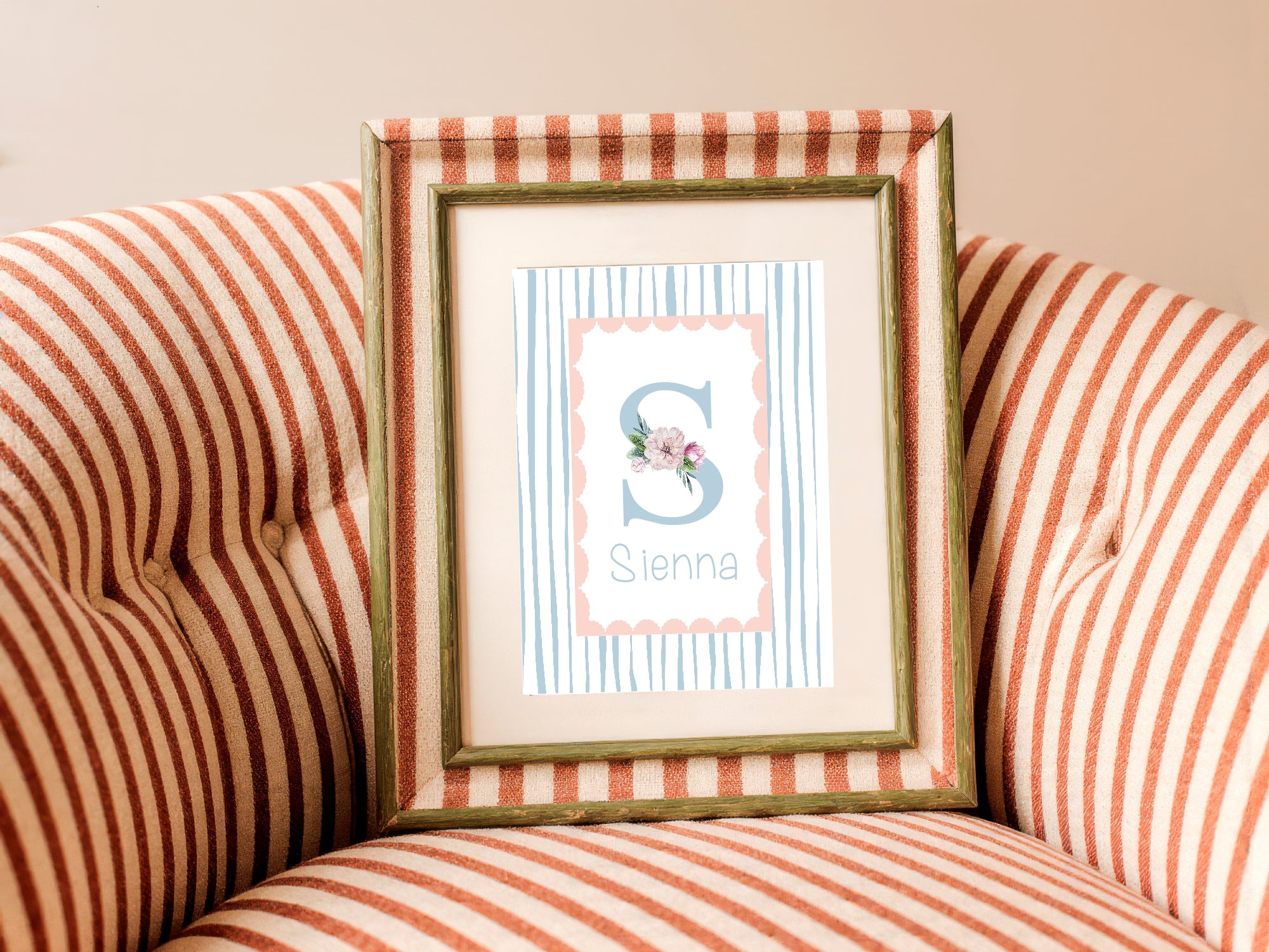 Personalised Set Of 3 Emmie Elephant & Gillie Giraffe Wall Art Prints | Baby Pink & Blue Kids Animal Posters