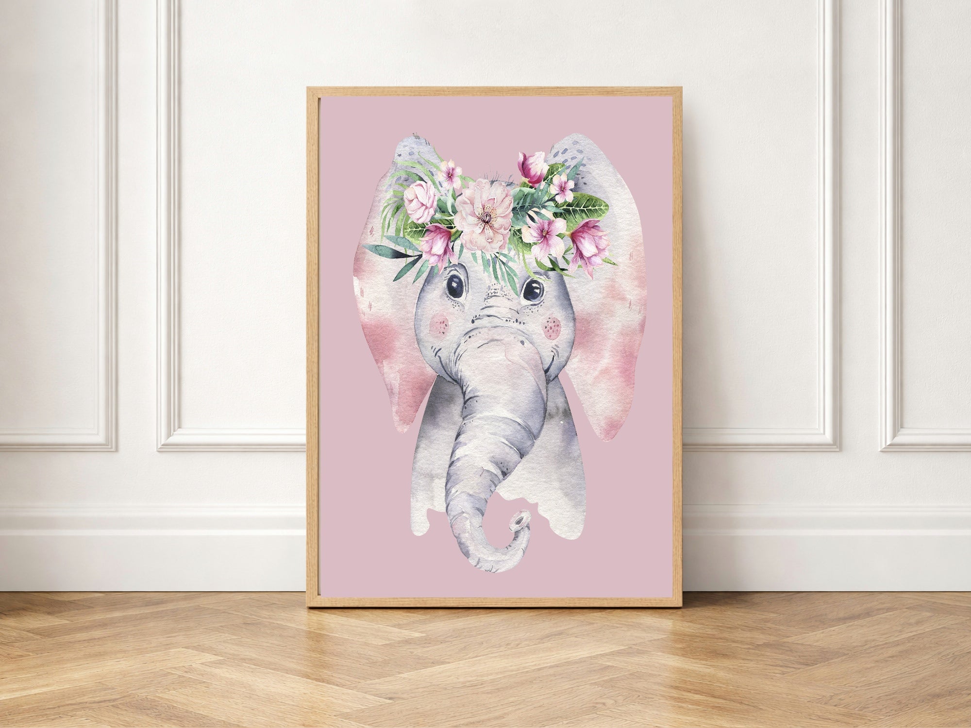 Personalised Set Of 3 Emmie Elephant & Gillie Giraffe Wall Art Prints | Butter Yellow Kids Animal Posters