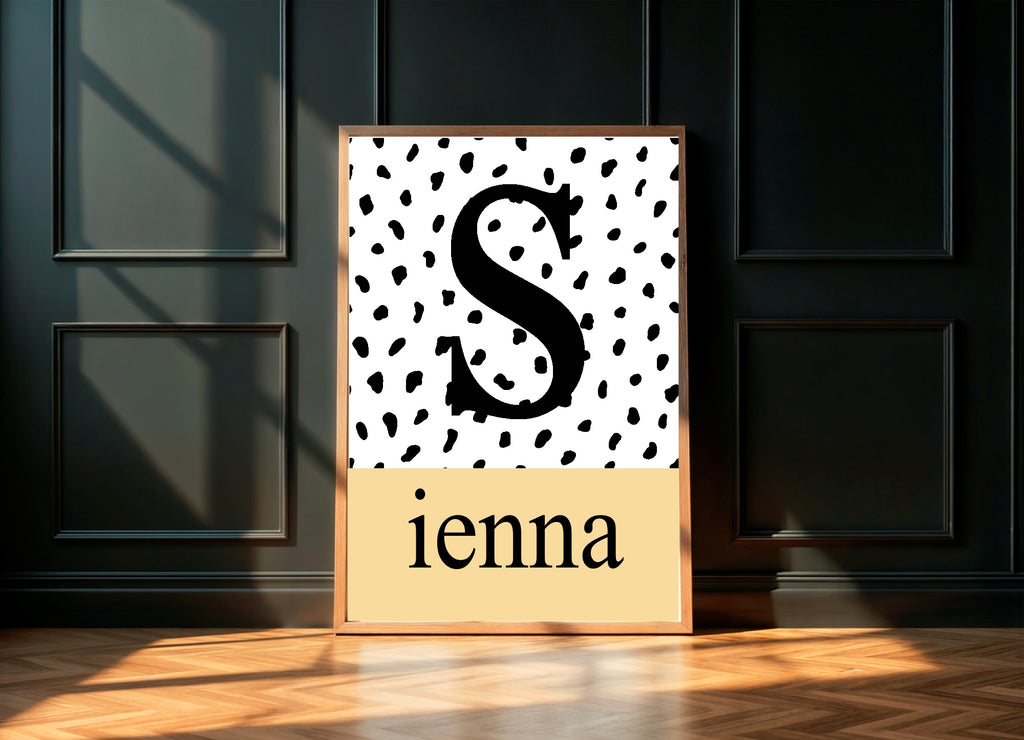 Personalised Set Of 3 Emmie Elephant & Gillie Giraffe Wall Art Prints | Butter Yellow Kids Animal Posters