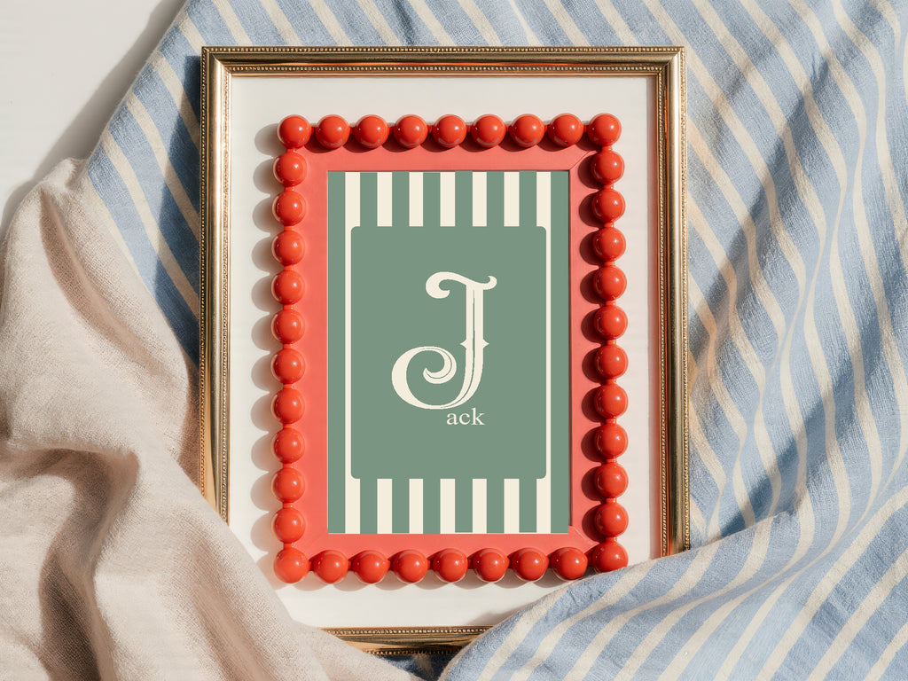 Personalised Set Of 3 Emmie Elephant & Gillie Giraffe In Sunglasses Wall Art Prints | Green Kids Animal Posters