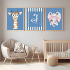 Personalised Emmie & Gillie Sunglasses Set of 3 Kids Prints | Nursery Wall Art