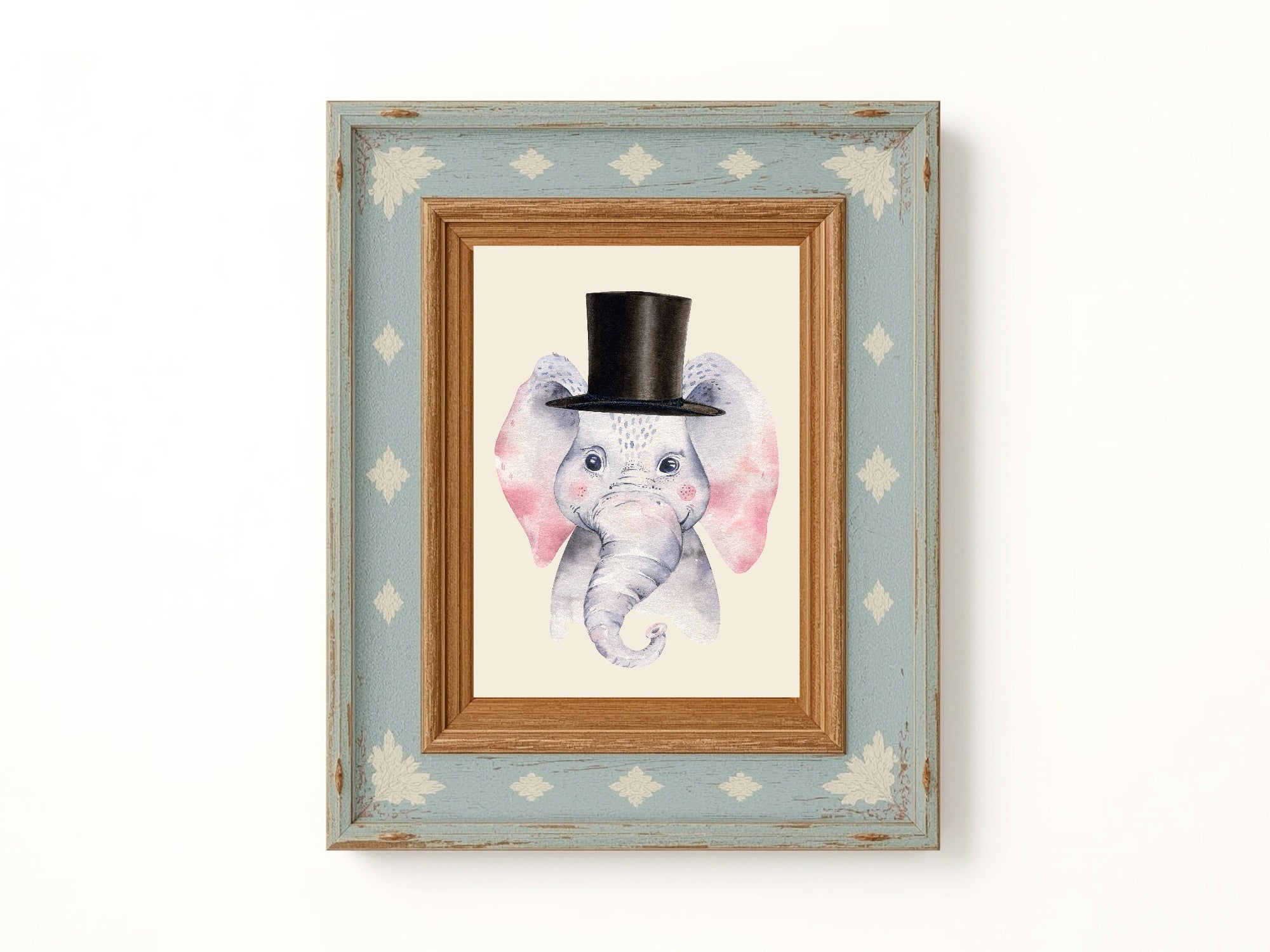 Personalised Set Of 3 Smartly Dressed Emmie Elephant & Gillie Giraffe Wall Art Prints | Kids Animal Posters