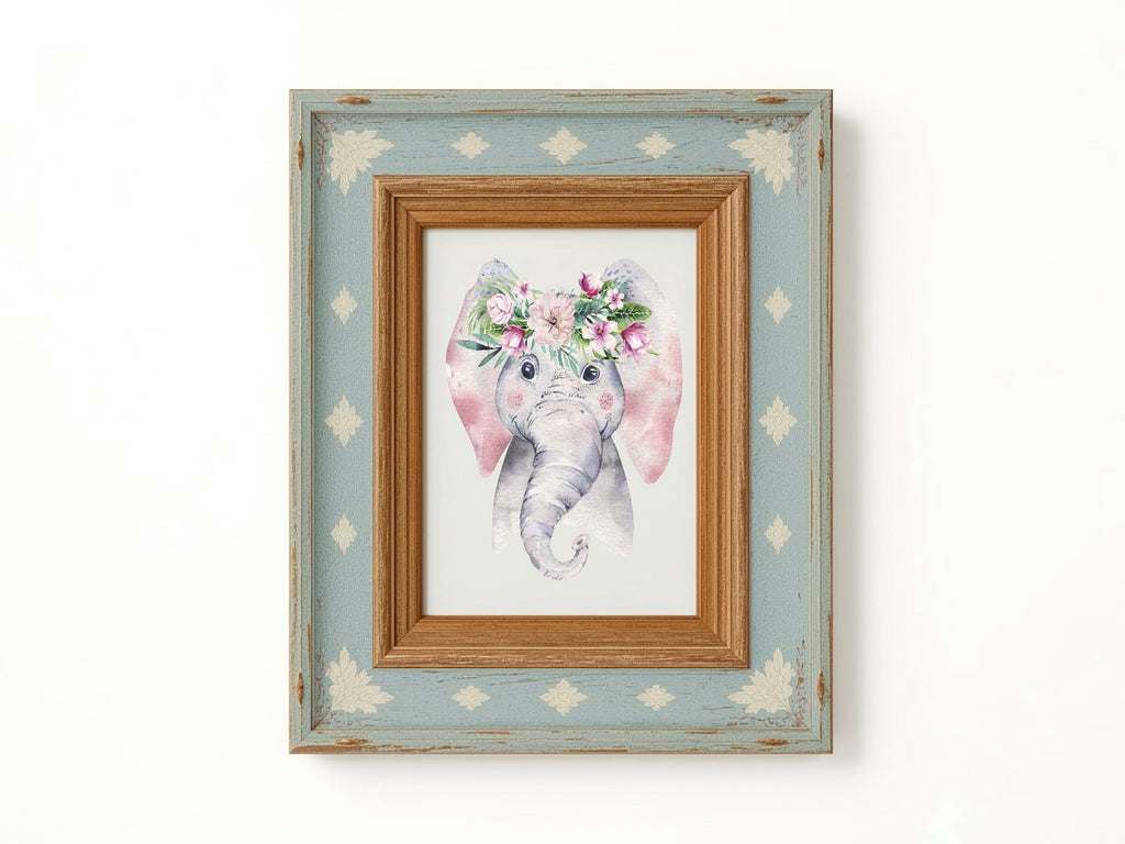 Personalised Set Of 3 Emmie Elephant & Gillie Giraffe Wall Art Prints | Kids Animal Posters