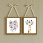 Personalised Emmie & Gillie Set of 3 Kids Prints | Nursery Animal Wall Art