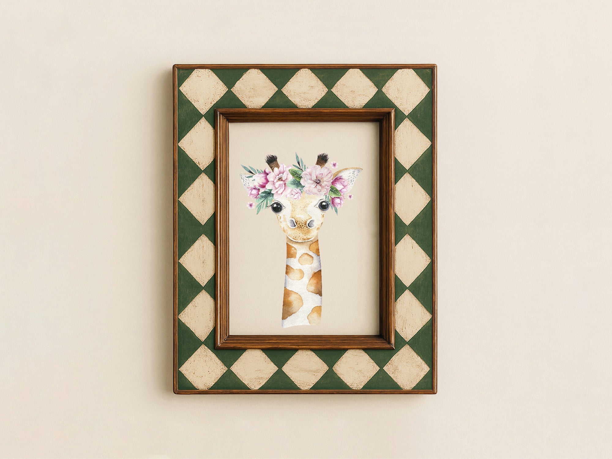 Personalised Set Of 3 Emmie Elephant & Gillie Giraffe Wall Art Prints | Kids Animal Posters