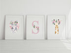 Personalised Emmie & Gillie Set of 3 Kids Prints | Nursery Animal Wall Art