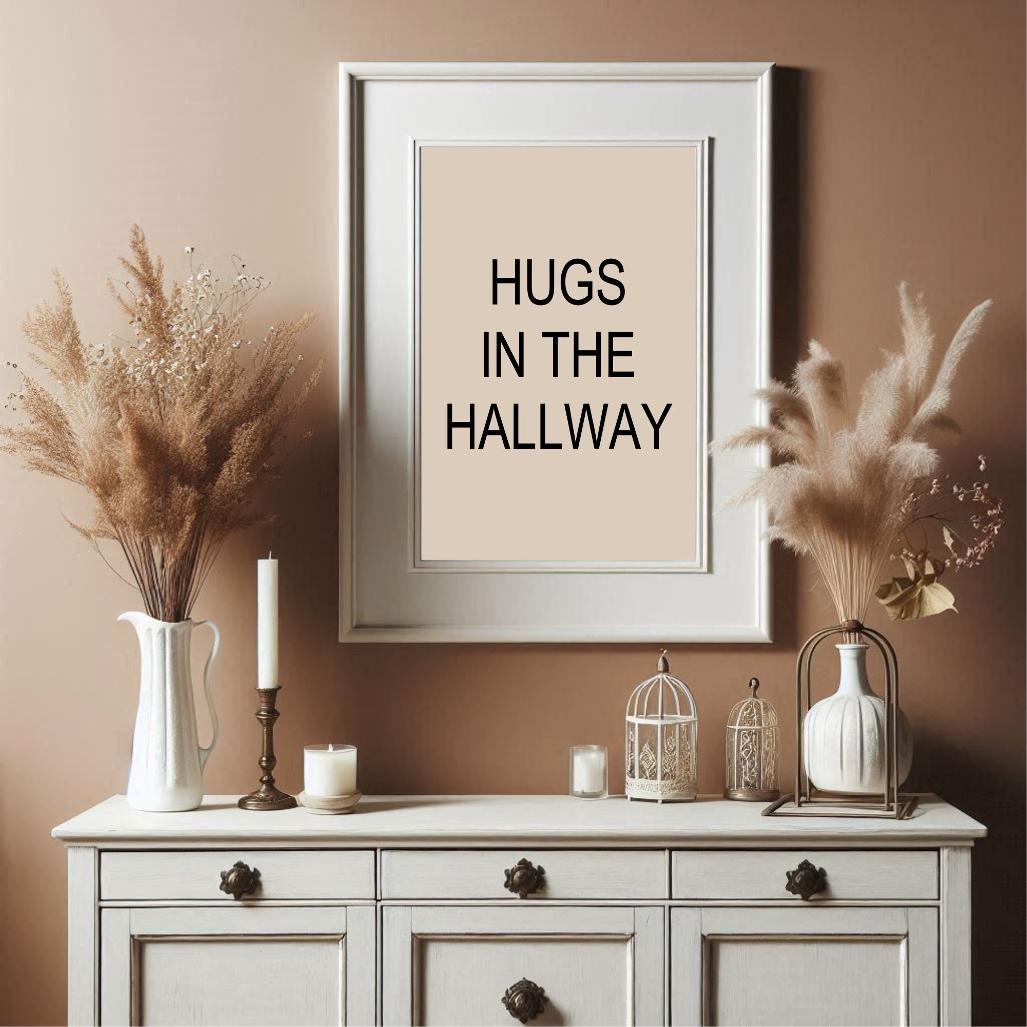 Hugs in the Hallway Print | Retro Typography Wall Art