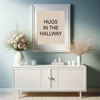 Hugs in the Hallway Print | Retro Typography Wall Art