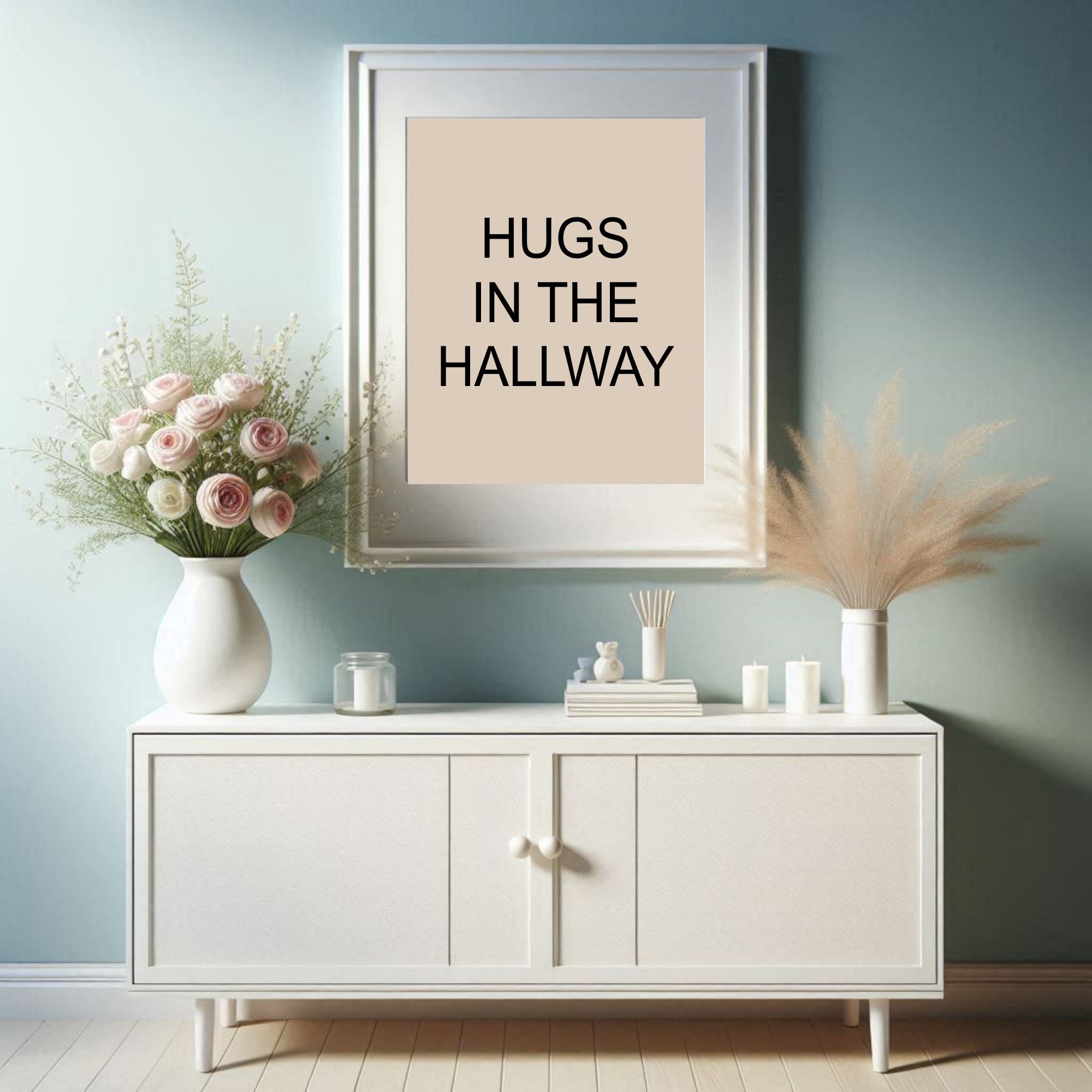 Hugs in the Hallway Print | Retro Typography Wall Art