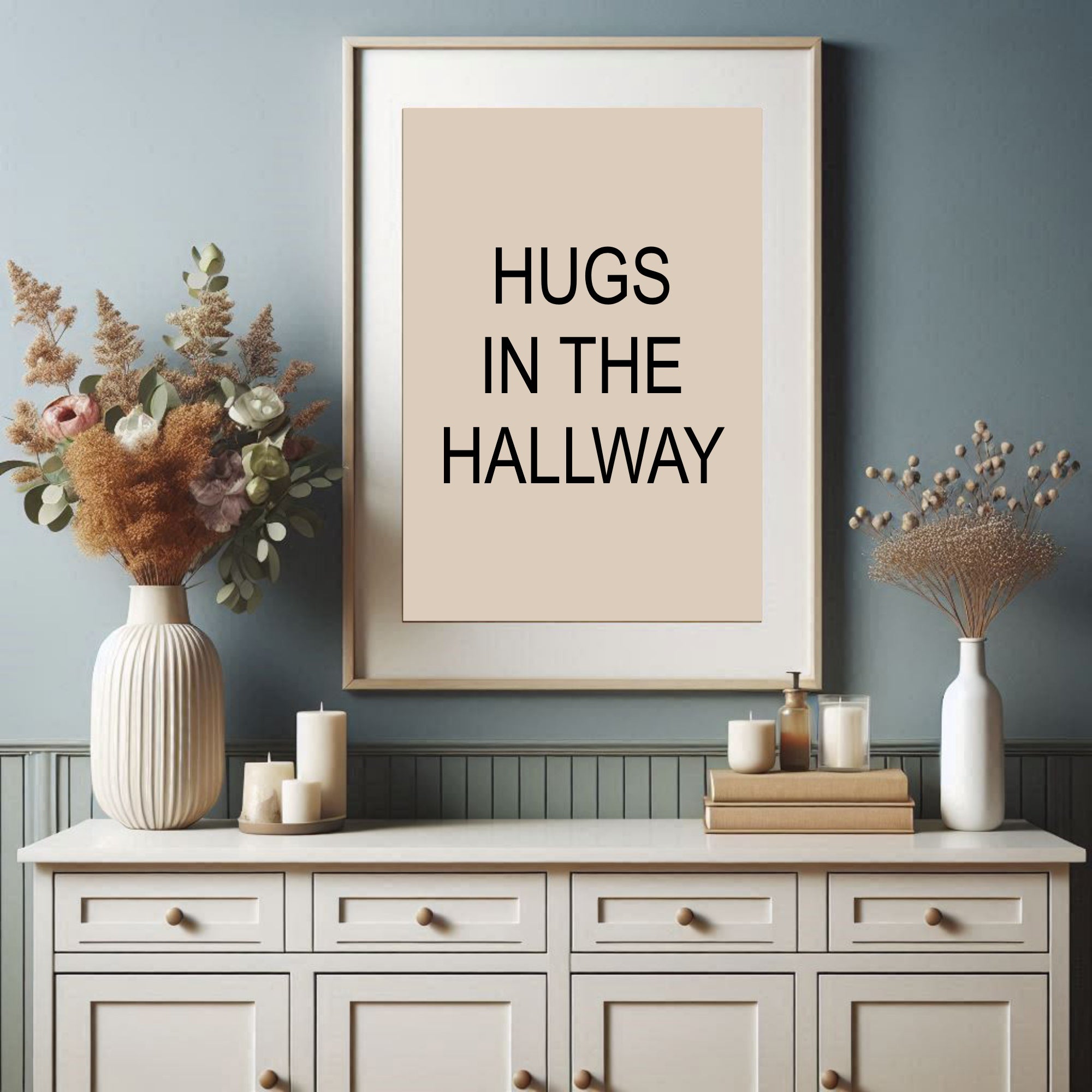 Hugs in the Hallway Print | Retro Typography Wall Art