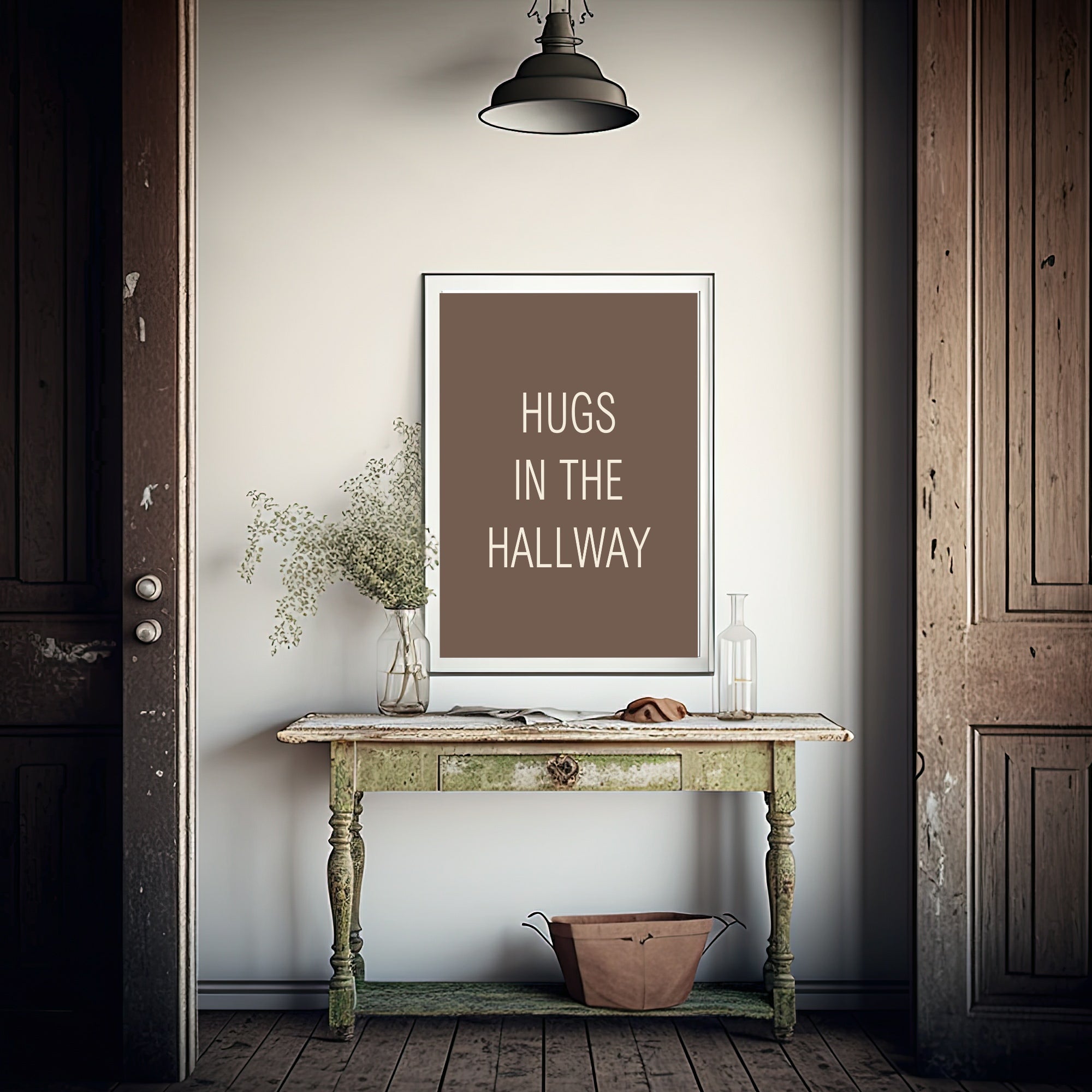 Hugs in the Hallway Print | Retro Typography Wall Art