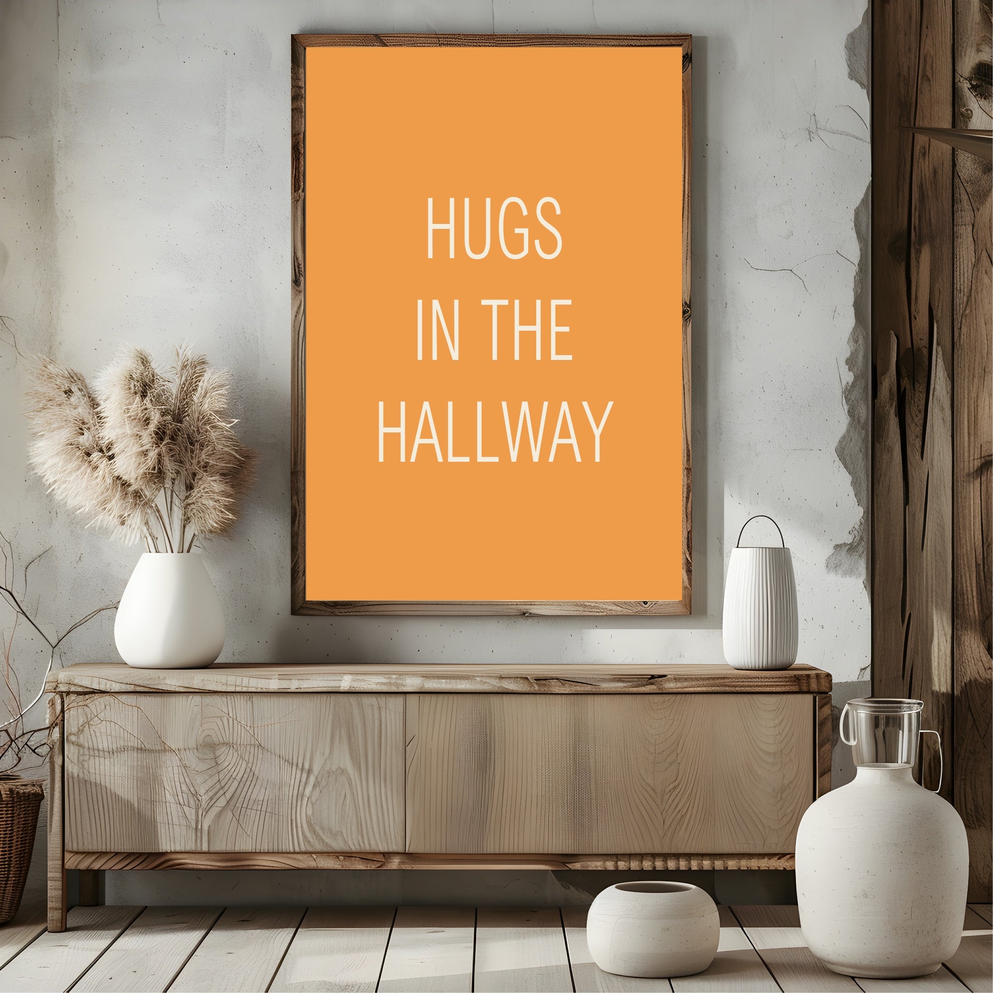Hugs in the Hallway Print | Retro Typography Wall Art