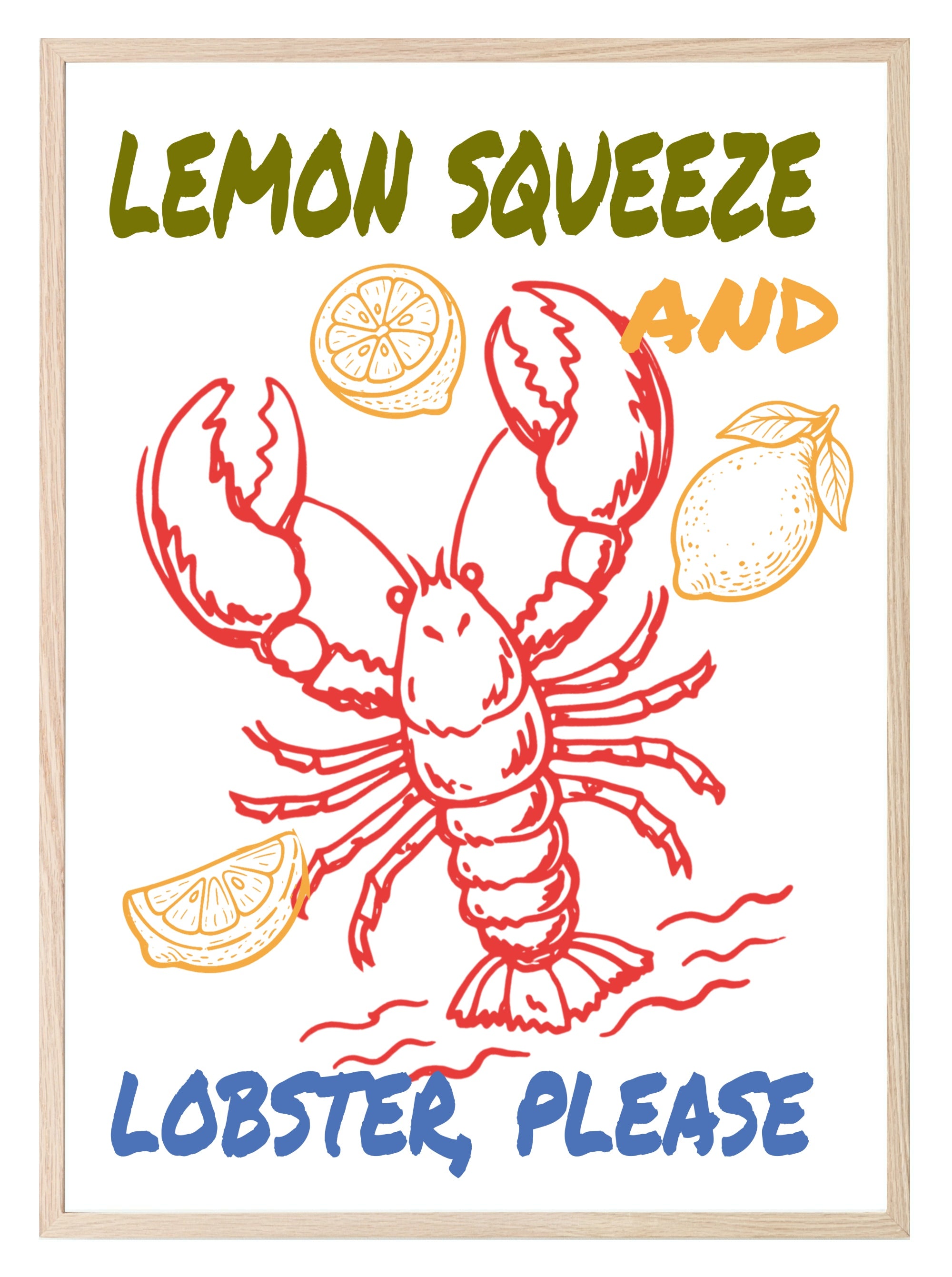 Lemon Squeeze & Lobster Please Print | Coastal Wall Art