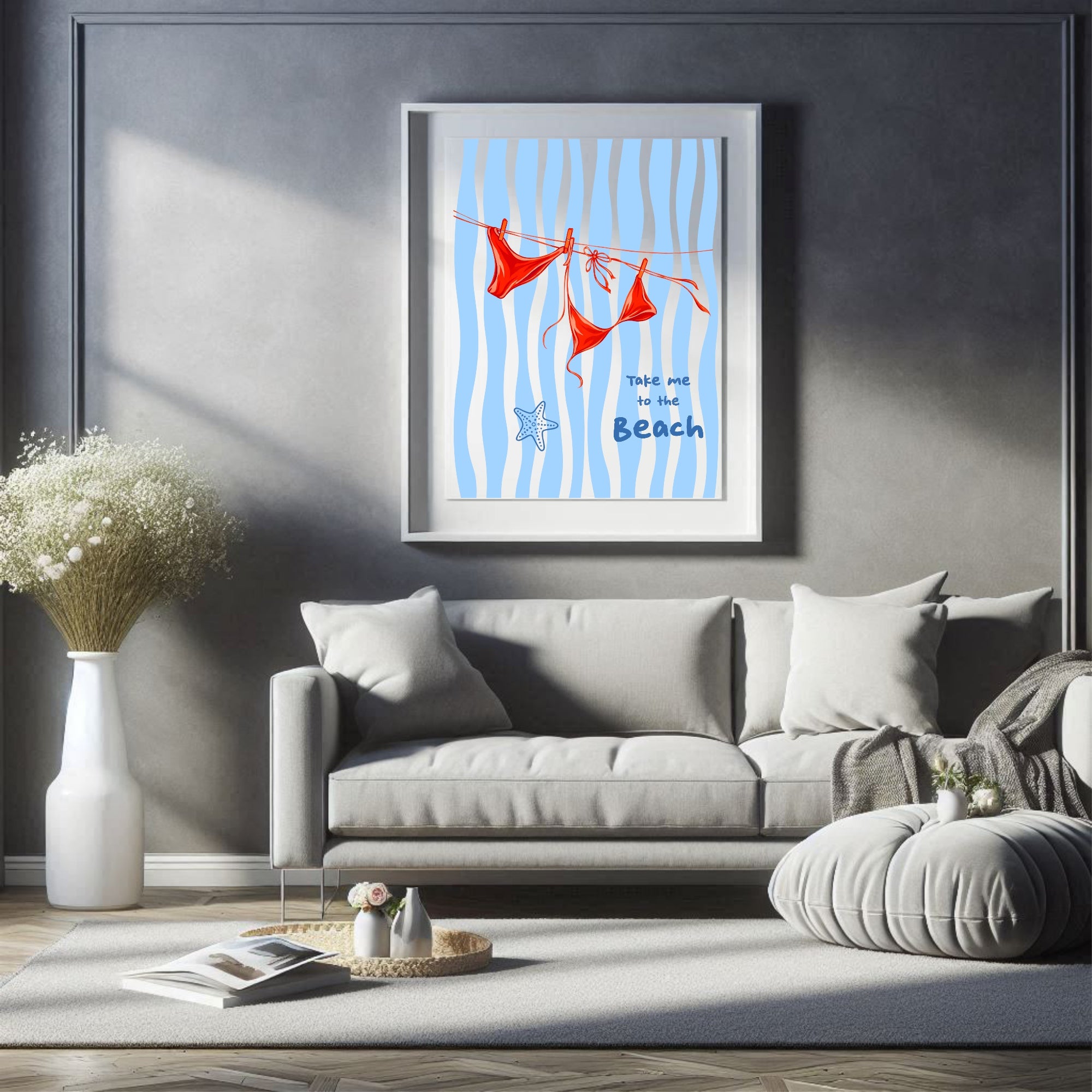 Take Me To The Beach Clothesline Wall Art Print