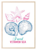 I Need Vitamin Sea Print | Fun Coastal Quote Wall Art