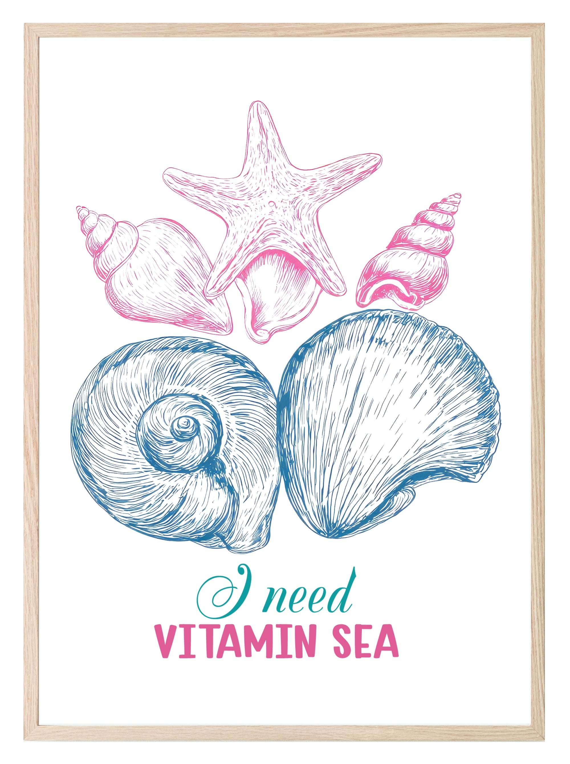 I Need Vitamin Sea Print | Fun Coastal Quote Wall Art