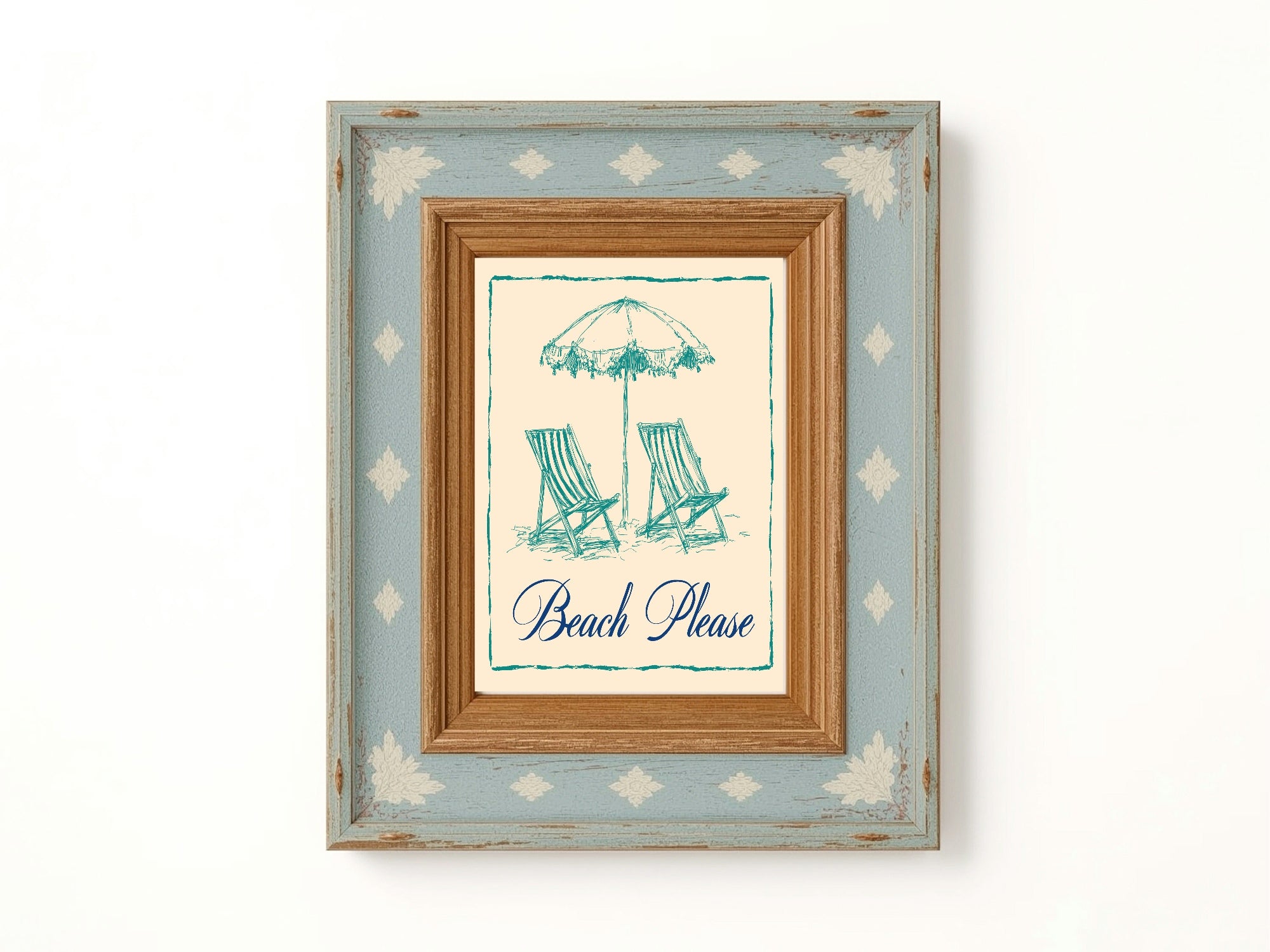 Beach Please Deck Chairs Wall Art Print