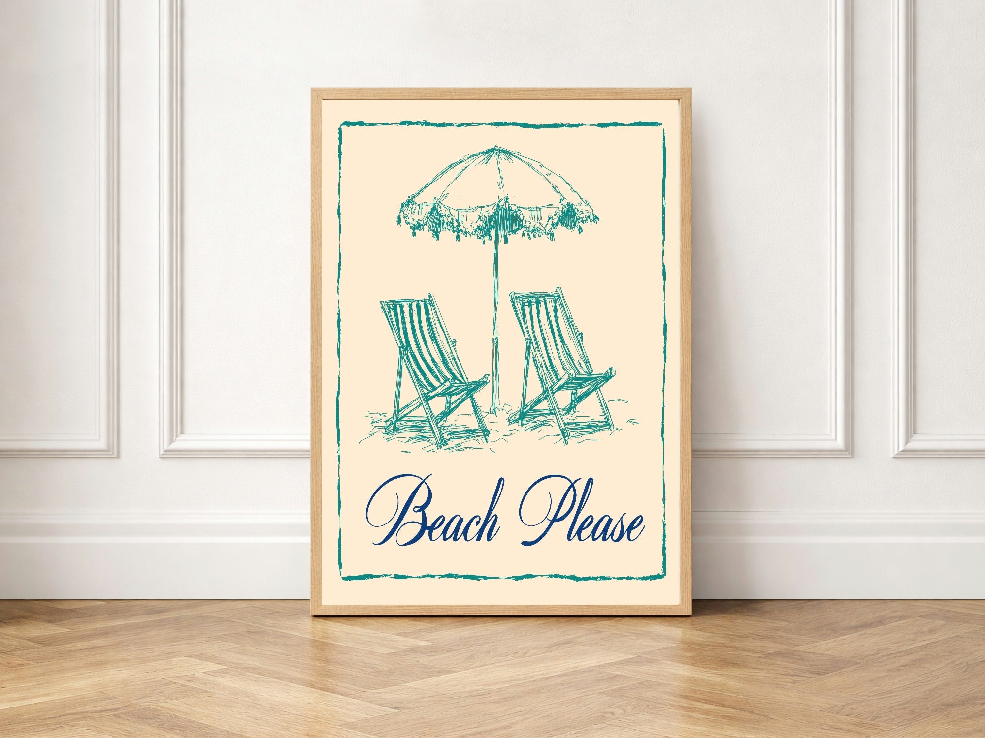 Beach Please Deck Chairs Wall Art Print