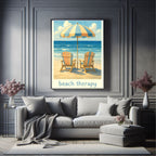 Beach Therapy Sun Lounger Wall Art Print