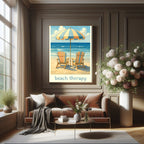Beach Therapy Sun Lounger Wall Art Print