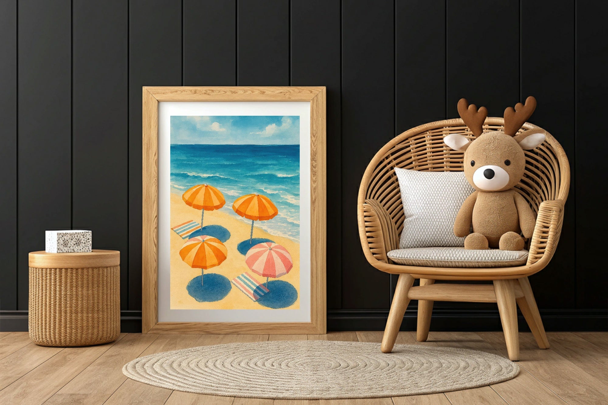 Sunbathing On The Beach Wall Art Print