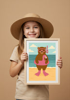 Swimming Bear Print | Fun Coastal Kids Wall Art