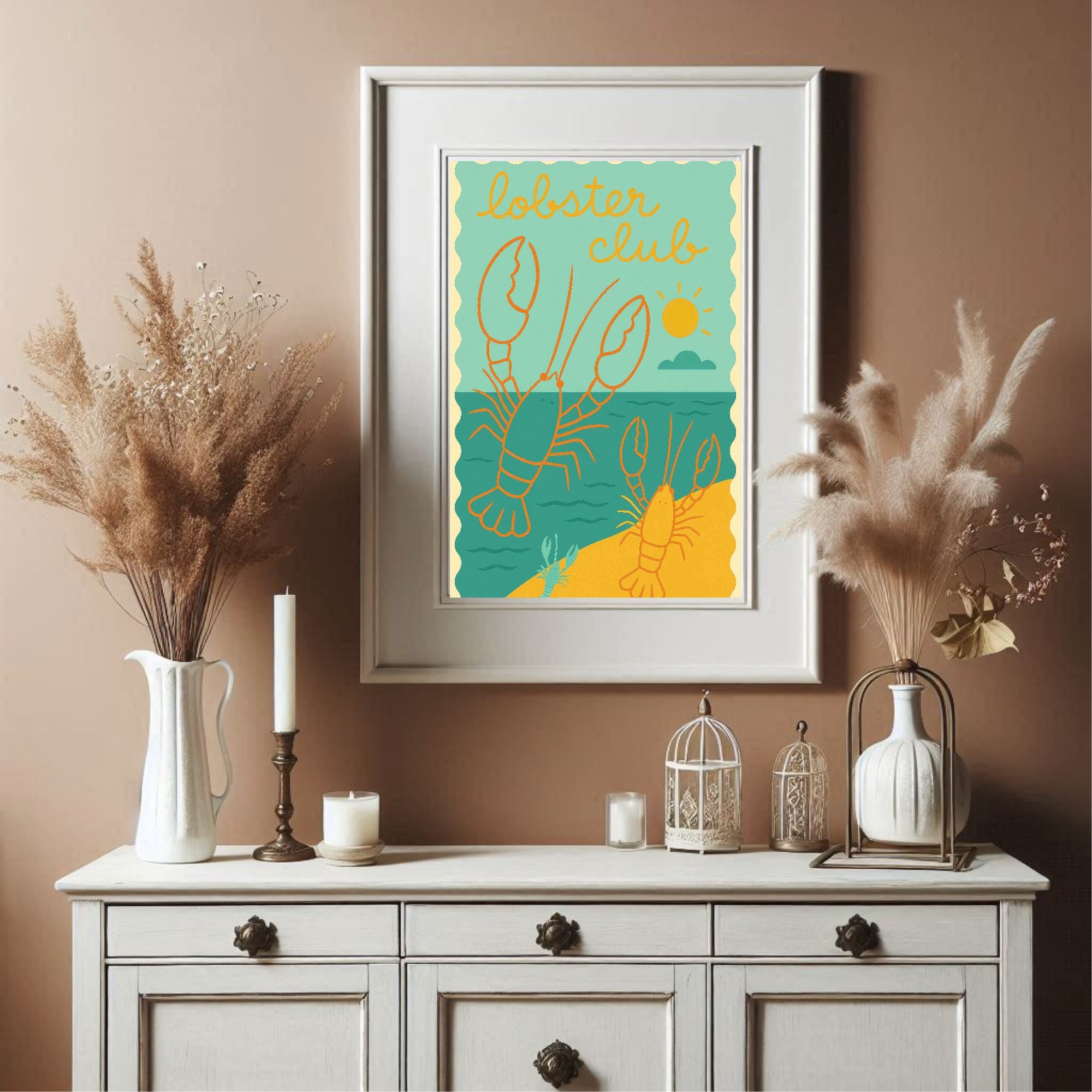 Vintage Lobster Club Wall Art Print