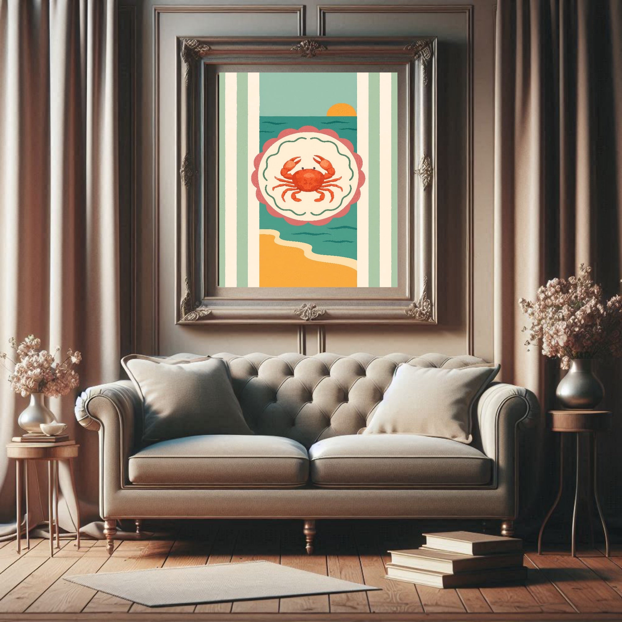 Vintage Crab Wall Art Print