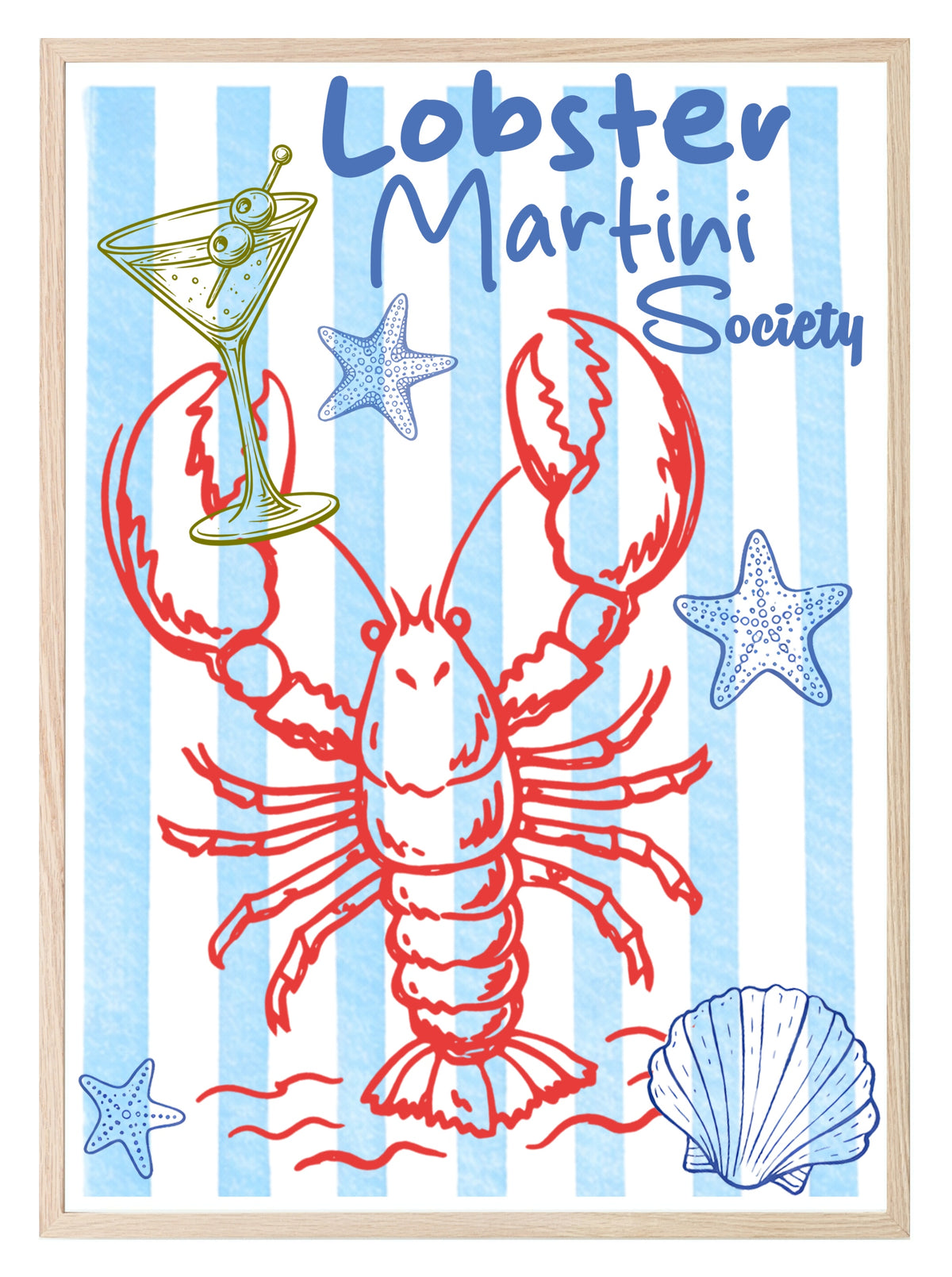 Lobster Martini Society Print | Playful Coastal Wall Art
