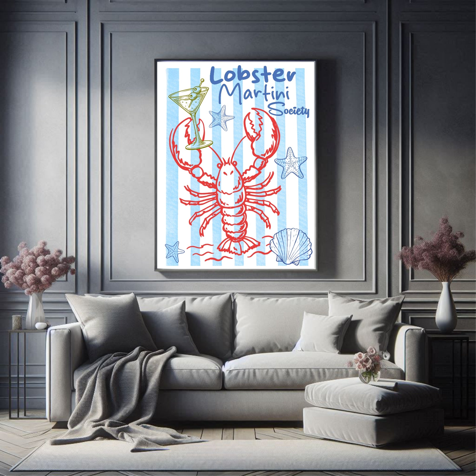 Lobster Martini Society Wall Art Print