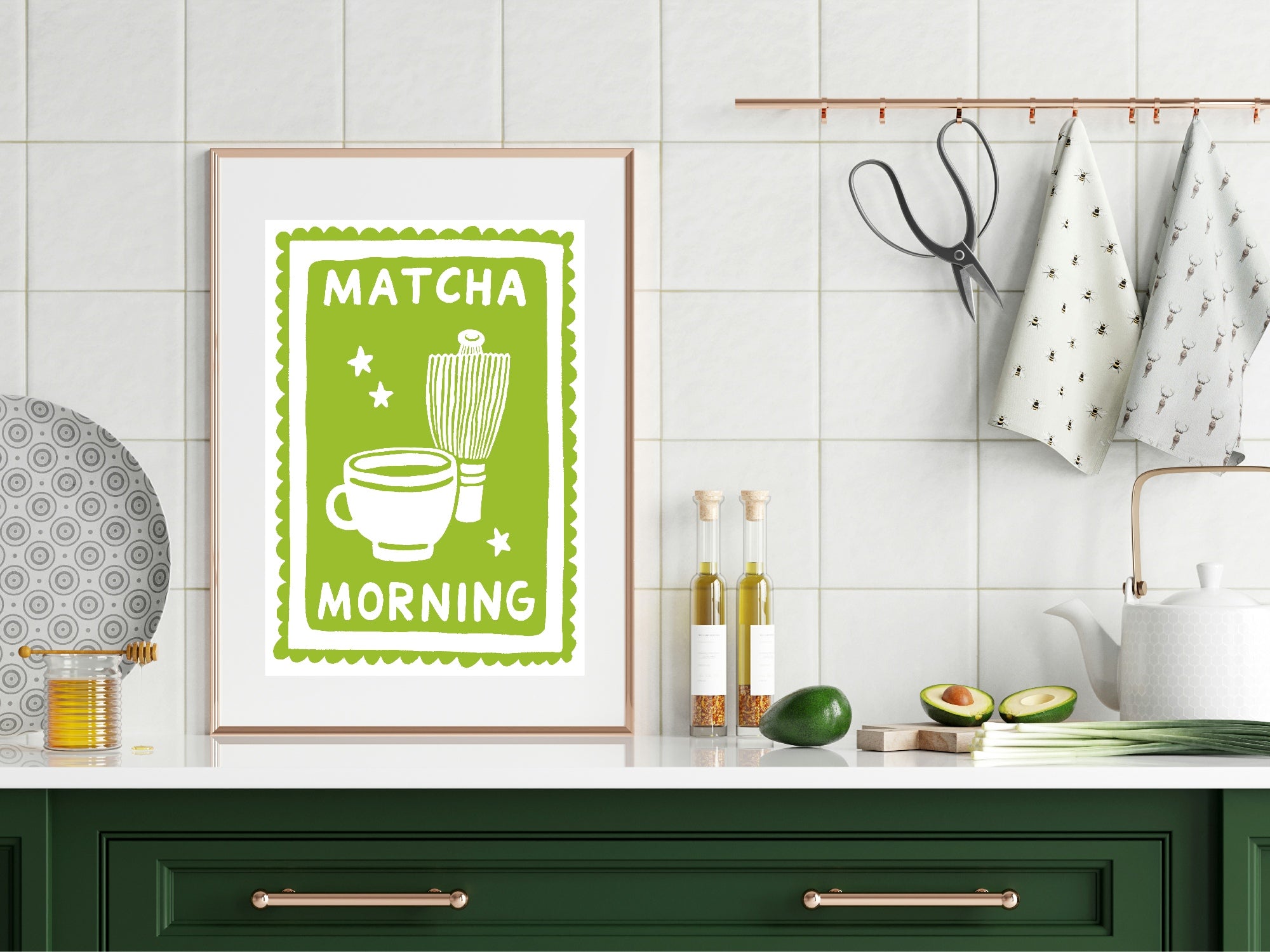 Matcha Morning Print | Colourful Retro Kitchen Wall Art