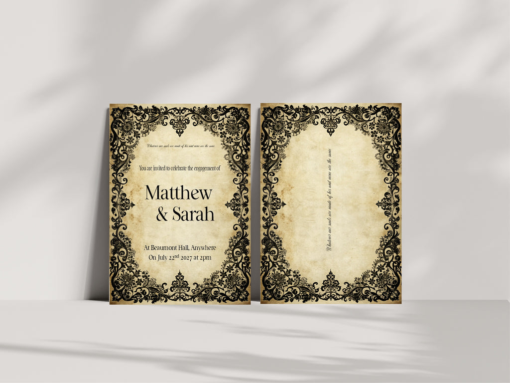 Black Lace Gothic Engagement Party Invitations | Personalised