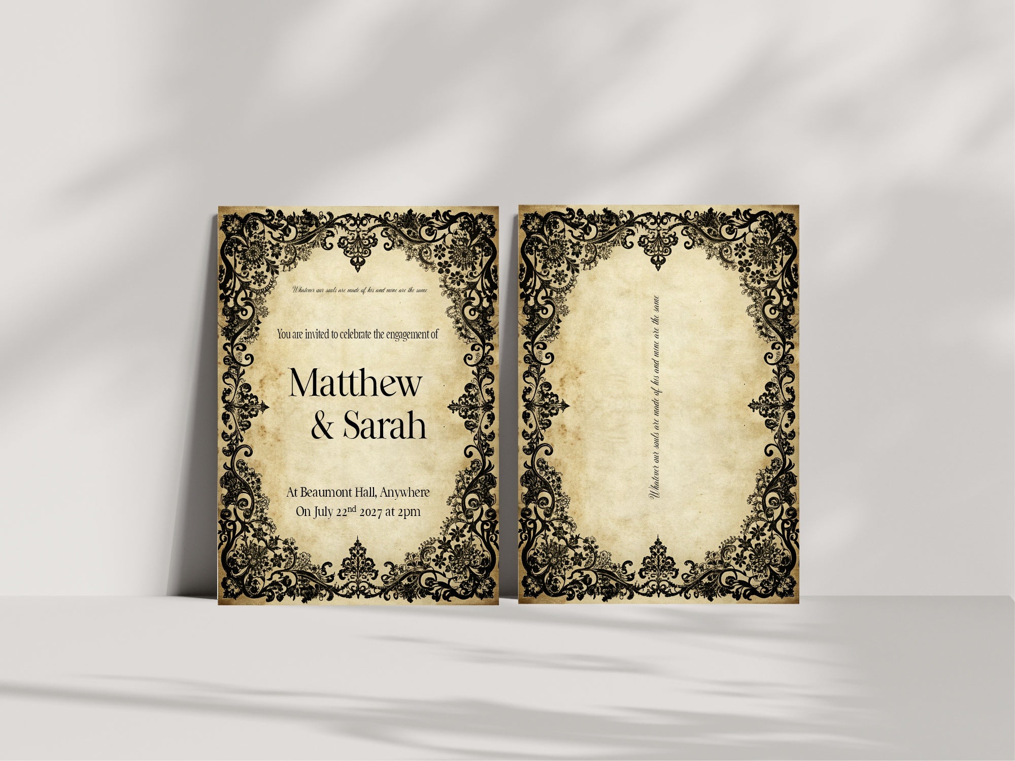 Black Lace Gothic Engagement Party Invitations | Personalised