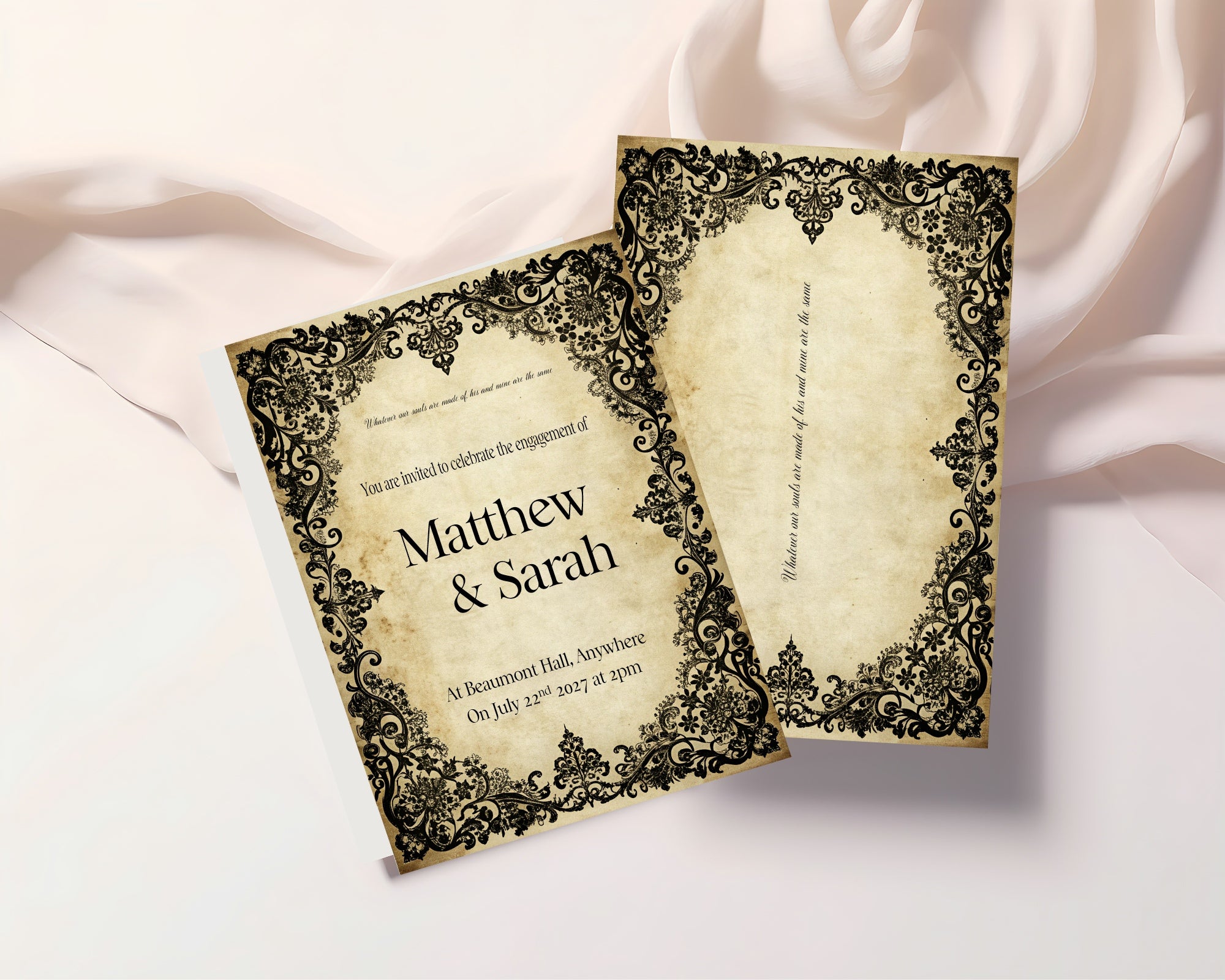 Black Lace Gothic Engagement Party Invitations | Personalised