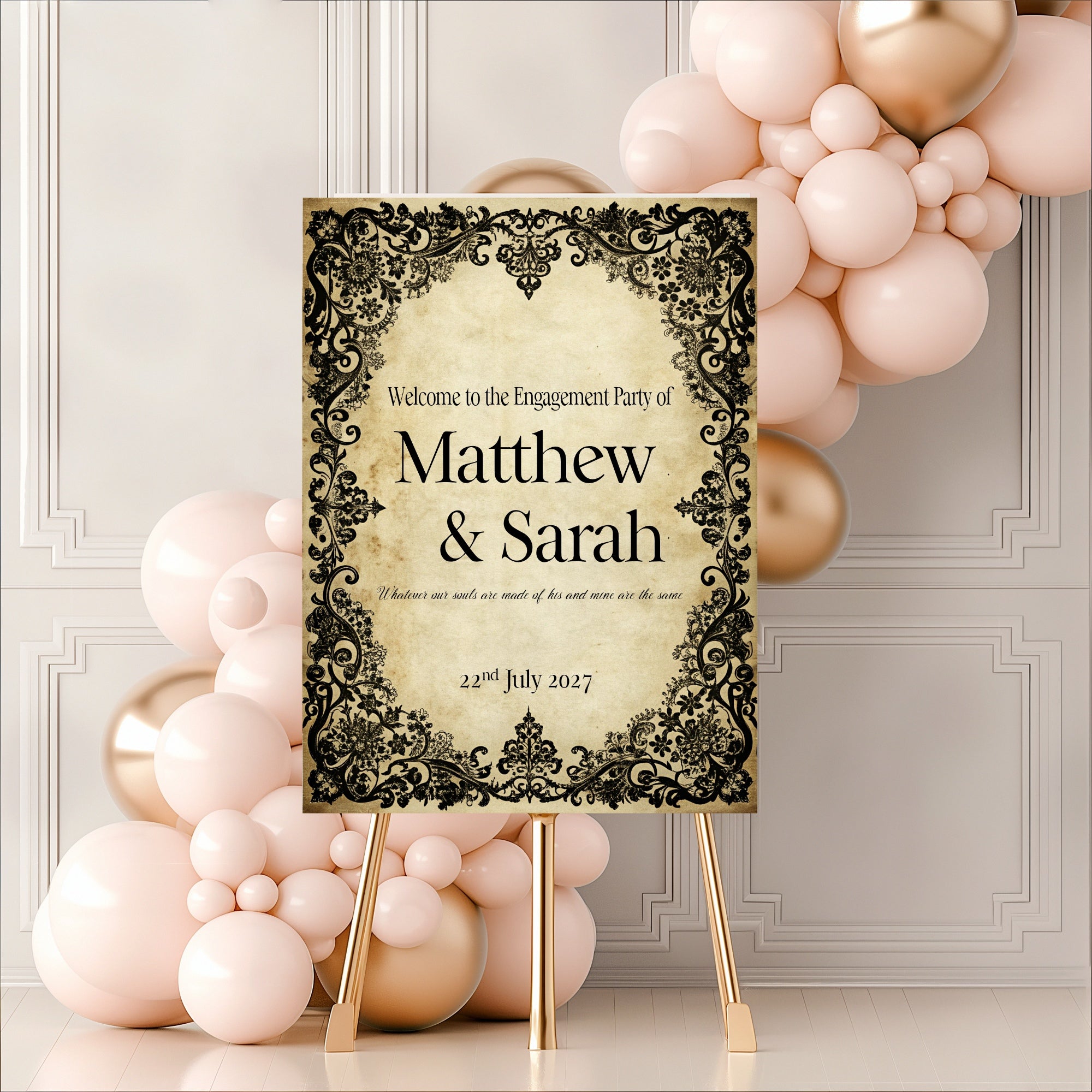 Black Lace Gothic Engagement Party Invitations | Personalised