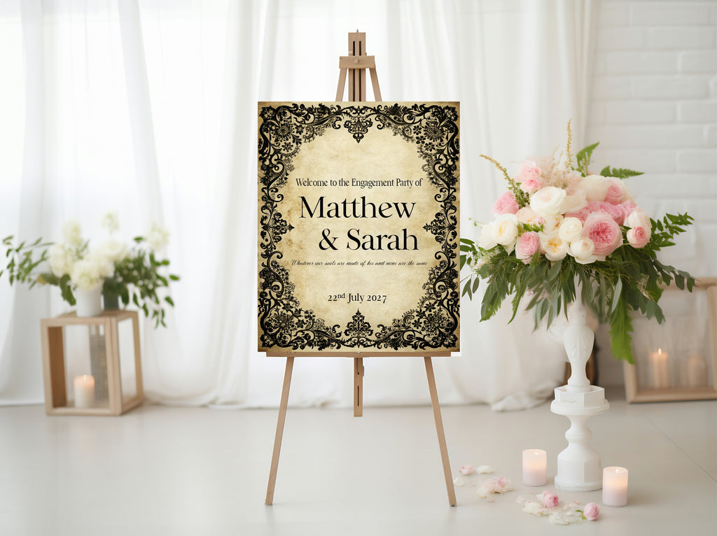 Black Lace Gothic Engagement Party Invitations | Personalised
