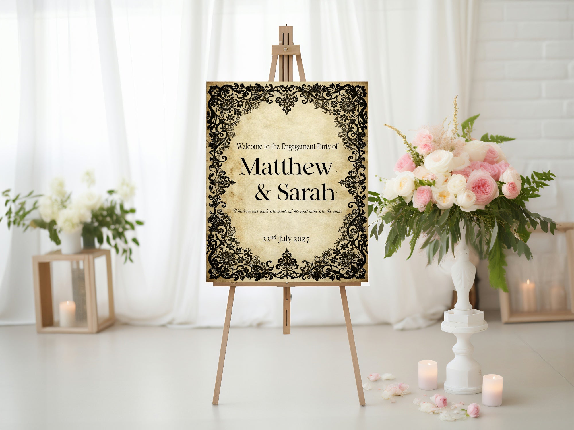 Black Lace Gothic Engagement Party Invitations | Personalised