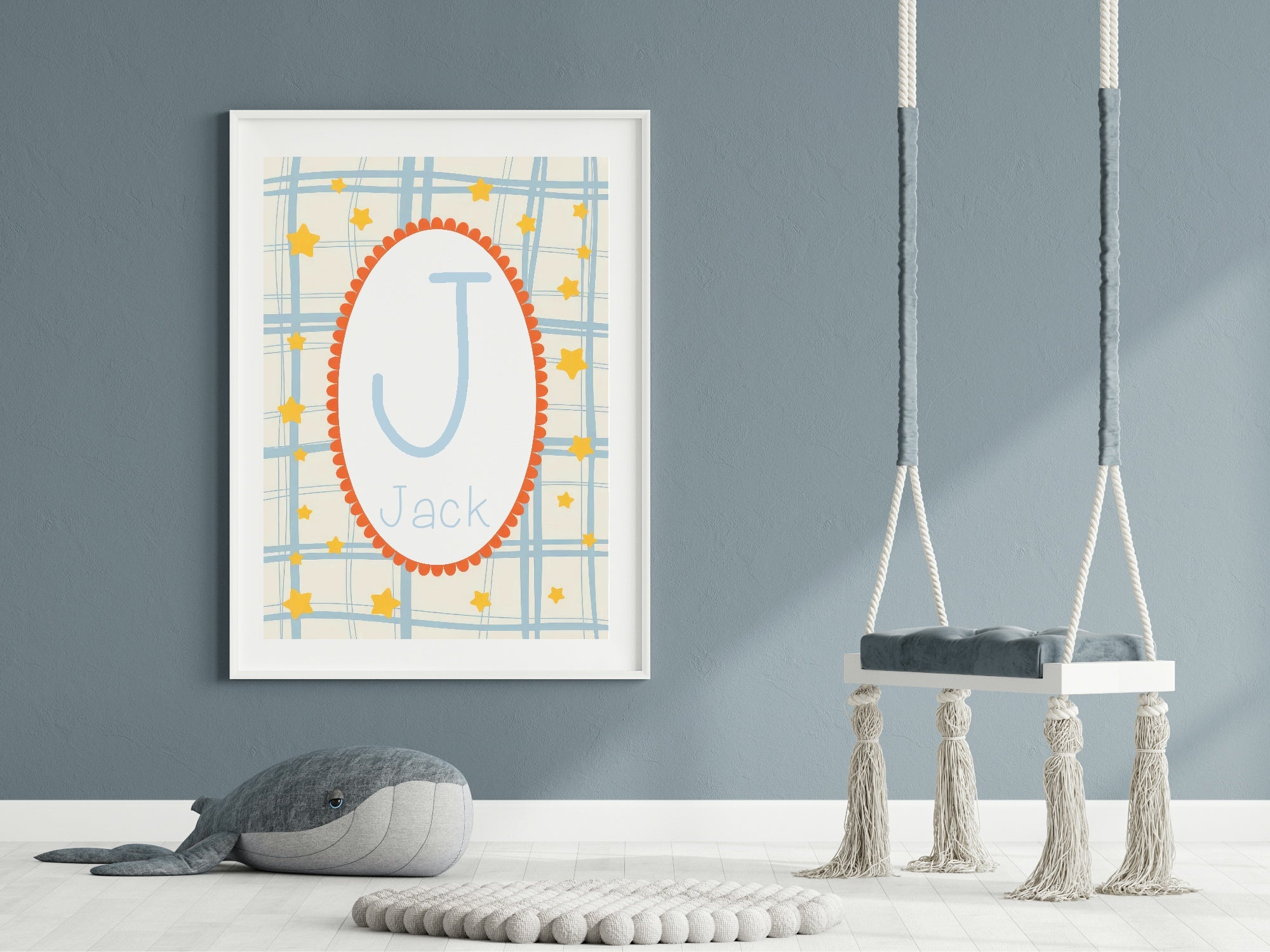 Personalised Star Initial Print | Kids Nursery Wall Art