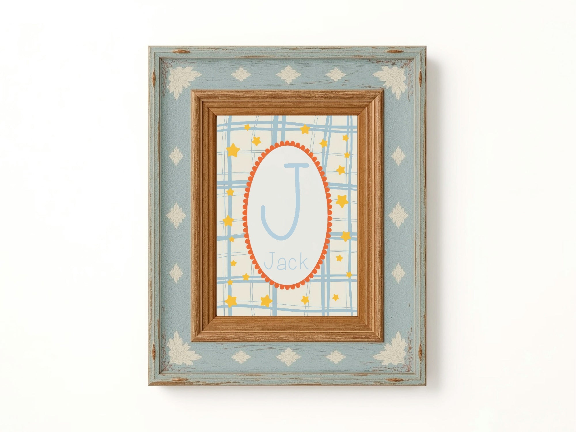 Personalised Star Initial Print | Kids Nursery Wall Art