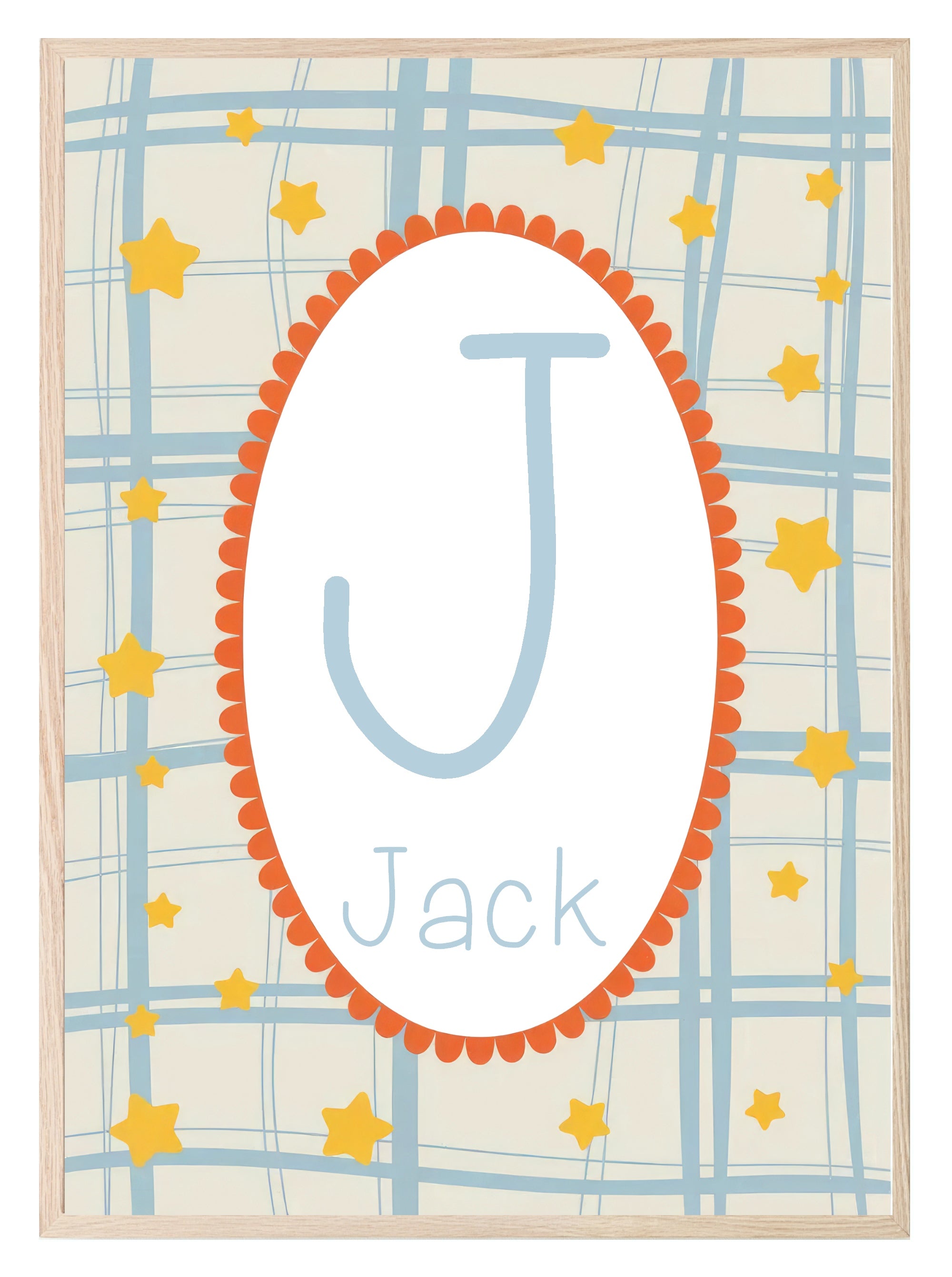 Personalised Star Initial Print | Kids Nursery Wall Art