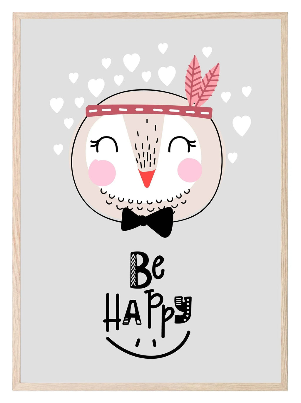 Be Happy Bird Print | Scandinavian inspired Wall Art - Larosier Prints