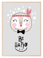 Be Happy Bird Print | Scandinavian inspired Wall Art - Larosier Prints