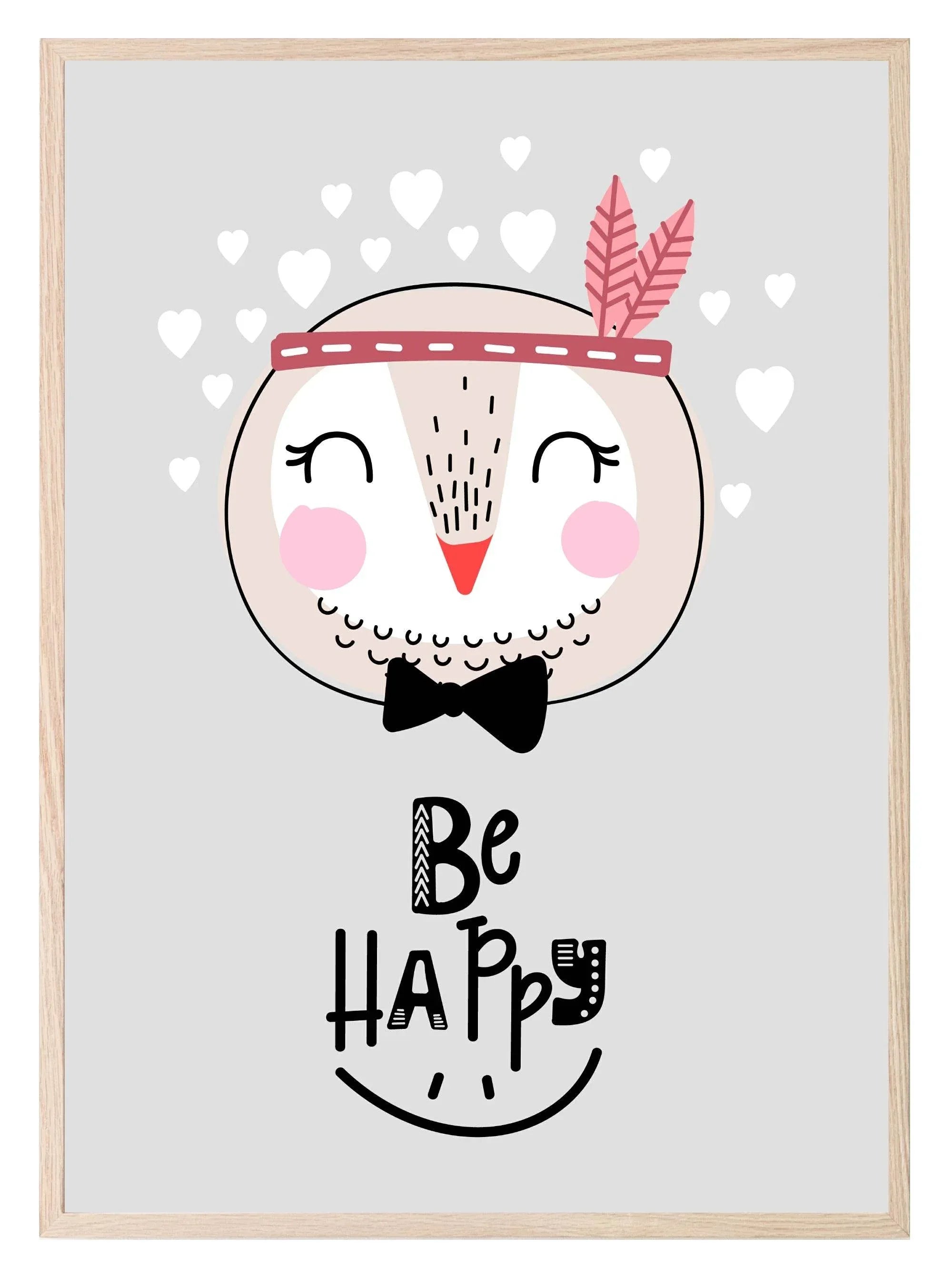 Be Happy Bird Print | Scandinavian inspired Wall Art - Larosier Prints