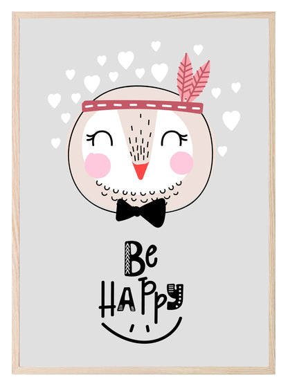 Be Happy Bird Print | Scandinavian inspired Wall Art