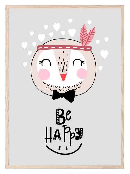 Be Happy Bird Print | Scandinavian inspired Wall Art